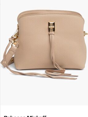 Rebecca Minkoff Beige Pebbled Leather Crossbody with Tassel